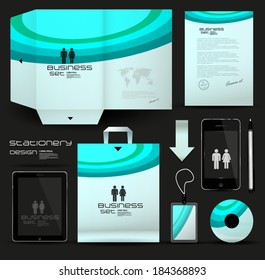 Stationery design, identity template, design, blue, green