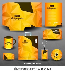 Stationery design, identity template, orange
