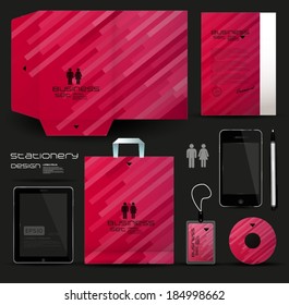 Stationery design, identity template, red geometric