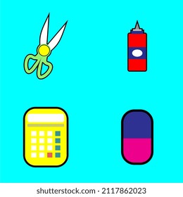 stationery design illustrations with various shapes and colors, can be used for icons, mascots, etc.