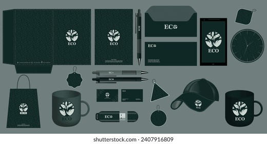 Stationery design mock up set for corporate identity or branding. Abstract geometric design.Business office stationary mockup template of File folder.