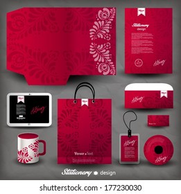 Stationery design, red, identity template