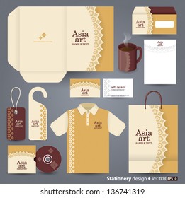 Stationery design set in vector format, Thai art concept.