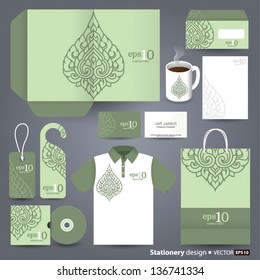 Stationery design set in vector format, Thai art concept.