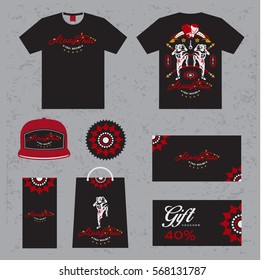 Stationery design thai boxing set in vector format