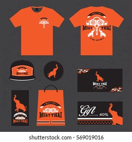 Stationery design thai boxing set in vector format