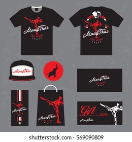 Stationery design thai boxing set in vector format