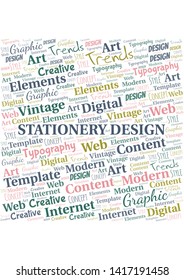 Stationery Design word cloud. Wordcloud made with text only.
