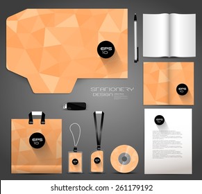 Stationery design-identity template-geometric-modern-flat design-long shadow