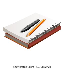 Stationery. Different business supllies as blocknote, marker and pencil.