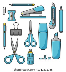 Diseño de vectores de estilo de esquema de Doodle de estacionería