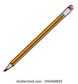 Stationery. Drawn pencil. Vector illustration.