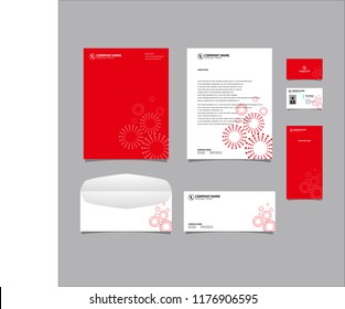 Stationery Editable Corporate identity template design with abstract circles red color. Business set branding eps 10