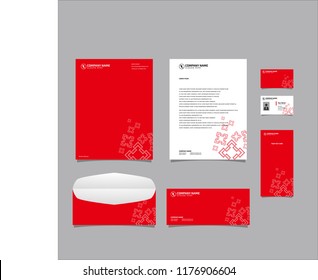 Stationery Editable Corporate identity template design with abstract squares red color. Business set branding eps 10