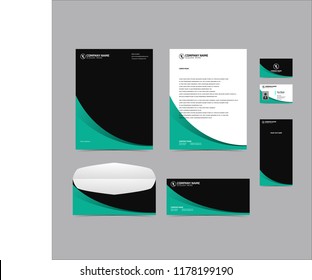 Stationery Editable Corporate identity template design aqua color. Business set branding eps 10