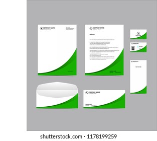 Stationery Editable Corporate identity template design green color. Business set branding eps 10
