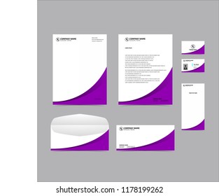 Stationery Editable Corporate identity template design purple color. Business set branding eps 10