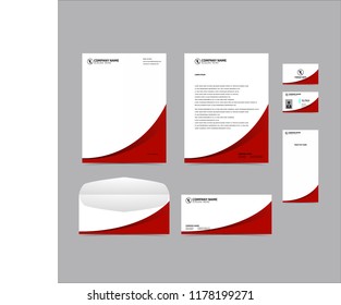 Stationery Editable Corporate identity template design red color. Business set branding eps 10