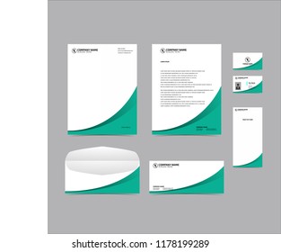 Stationery Editable Corporate identity template design aqua color. Business set branding eps 10