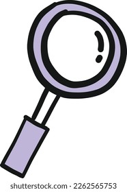 Stationery element hand draw doodle, magnifying glass.