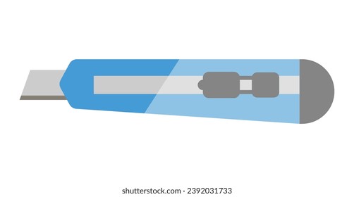 Stationery elements of flat cartoon set. Bright style complements the variety of school stationery, with a special focus on the essential clerical knife. Vector illustration.