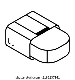 Stationery equipment, a vector icon of eraser 