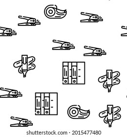 Stationery Equipment Vector Seamless Pattern Thin Line Illustration