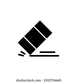 Stationery. Eraser icon vector design illustration in black flat design on white background