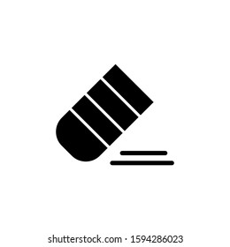 Stationery. Eraser icon vector design illustration in black flat design on white background
