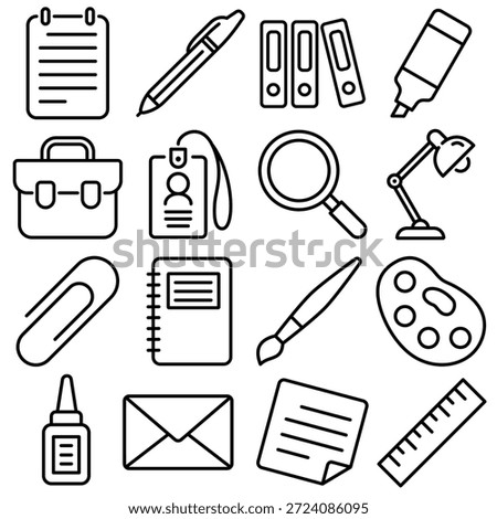Stationery Essentials Icon Set Outline Style (Part 2)