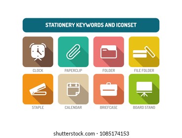 Stationery Flat Icon Set