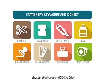 Stationery Flat Icon Set