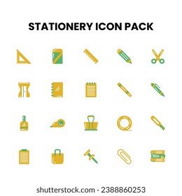 Stationery Flat Style Icon Pack