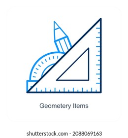 Stationery Or Geometry Icon Concept