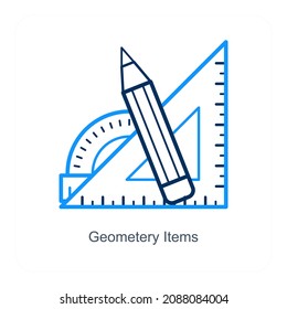 Stationery or Geometry Items Icon Concept