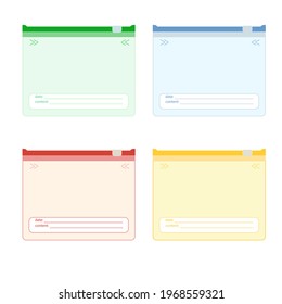 Stationery, grocery bags with colored design isolated on white background.
