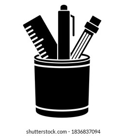Stationery holder icon in modern silhouette style design. Vector illustration isolated on white background.