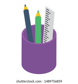 Stationery holder isometric design vector 