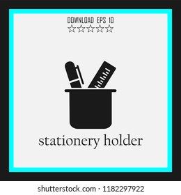 stationery holder sketch vector icon