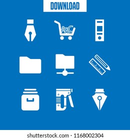 stationery icon. 9 stationery vector set. archive, fountain pen, school supplies and folder icons for web and design about stationery theme