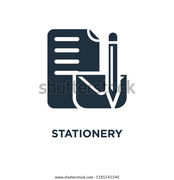 Stationery\
icon. Black filled vector illustration. Stationery symbol on white\
background. Can be used in web and\
mobile.