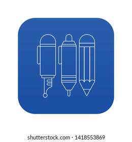 Stationery icon blue vector isolated on white background