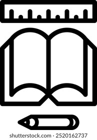 stationery icon, book pencil and ruler icon, writing tool icon