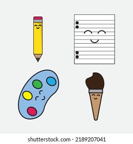 stationery icon and drawing with expression, vector logo icon