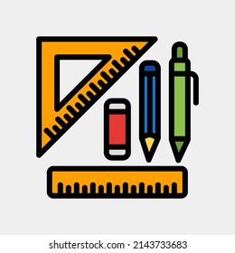Stationery icon in filled line style, use for website mobile app presentation