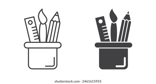 Stationery icon in flat style. Office supplies vector illustration on isolated background. Writing sign business concept.