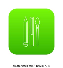 Stationery icon green vector isolated on white background