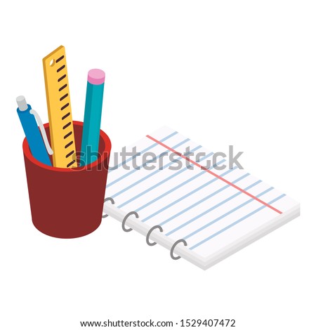 Stationery icon. Isometric illustration of stationery vector icon for web