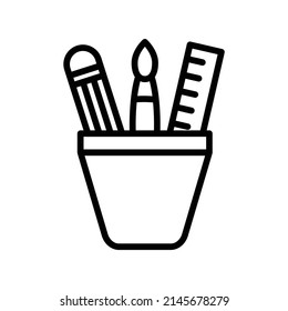 Stationery Icon. Line Art Style Design Isolated On White Background