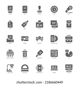 Stationery icon pack for your website, mobile, presentation, and logo design. Stationery icon glyph design. Vector graphics illustration and editable stroke.